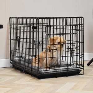 Hondenbench met kussen - Strong 78cm stevige, zwarte bench met 3 deuren 78x49x56cm