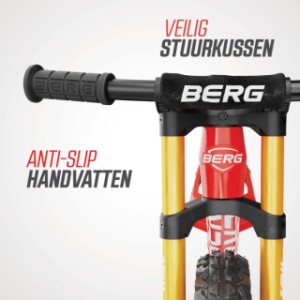 BERG Biky Cross Red - zacht stuurkussen en anti-slip handvaten