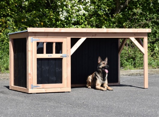 Hondenhok Isa 2 met veranda - Douglas/zwart 242x122x113cm