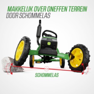 Skelter BERG Buddy John Deere - makkelijk over oneffen terrein door de schommelas
