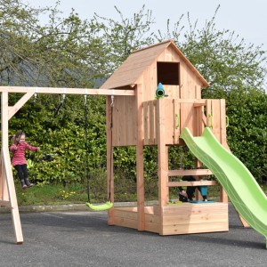 Speelhuis Dream 150 met glijbaan, schommel & keuken • Douglas • 431x460x316cm