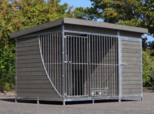 Hondenkennel Heavy met vloer, nachthok en voederstel 319x235x207cm
