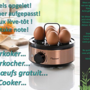 Gratis eierkoker bij aanschaf van een kippenhok of volière uit onze vroege vogel actie!