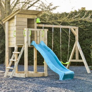 Speeltoestel Cabin 120 met glijbaan & schommel · geïmpregneerd vuren