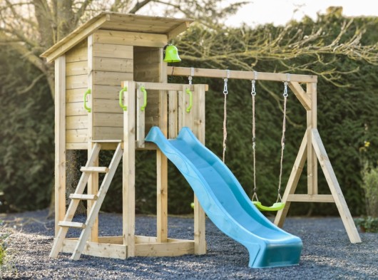 Speeltoestel Cabin 120 met glijbaan & schommel · geïmpregneerd vuren