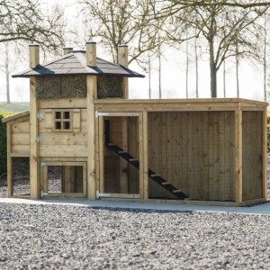 Kippenhok hooiberg Rosa met legnest en aanbouwren 299x114x180cm