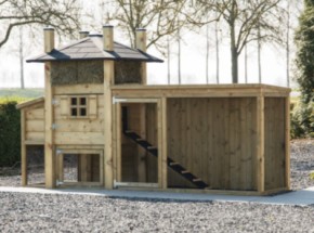 Kippenhok hooiberg Rosa met legnest en aanbouwren 299x114x180cm