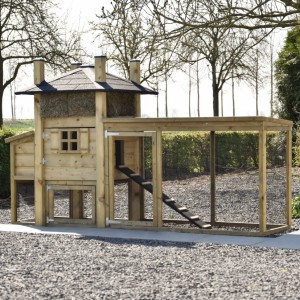 Kippenhok hooiberg Rosa met legnest en aanbouwren 299x114x180cm