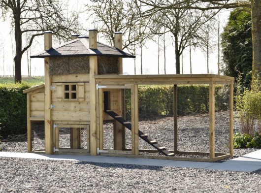 Kippenhok hooiberg Rosa met legnest en aanbouwren 299x114x180cm