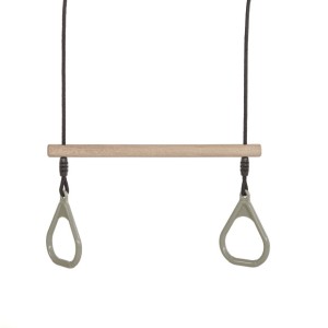Houten ringtrapeze met kunststof ringen • Antraciet • BR-touw