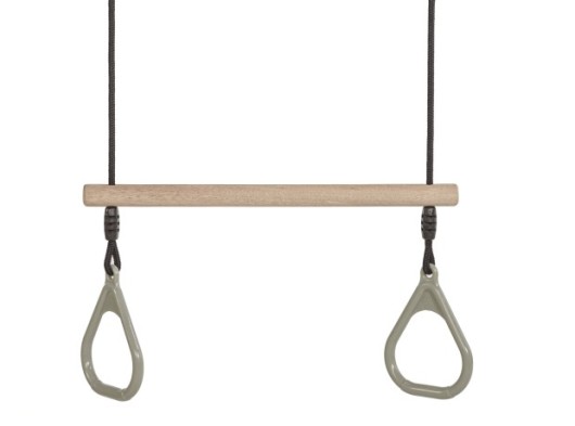 Houten ringtrapeze met kunststof ringen • Antraciet • BR-touw