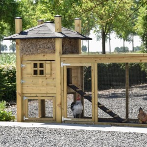 Kippenhok hooiberg Rosa met aanbouwren  272x114x182cm