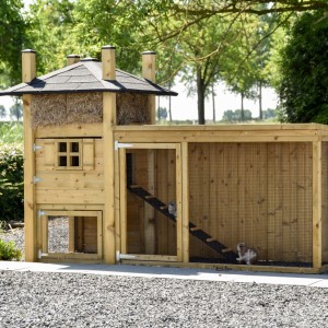Konijnenhok hooiberg Rosa met aanbouwren 272x114x182cm