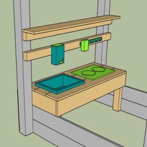 Houten modderkeuken voor speeltoren Beach Hut, Dream, Pagoda en Penthouse