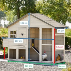 Afmetingen van Kippenhok Holiday Large met legnest