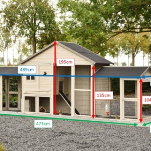 afmetingen van konijnenhok Holiday large met aanbouwren Space