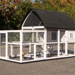 Konijnenhok Kathedraal XL met aanbouwren en funderingsets 291x174x181cm