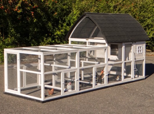 Konijnenhok Kathedraal XL met aanbouwrennen en funderingsets 397x174x181cm