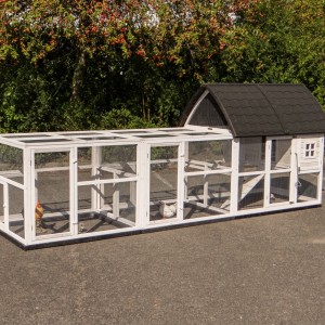 Konijnenhok Kathedraal Large met aanbouwren en funderingssets 416x150x157cm