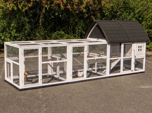 Kippenhok Kathedraal Large met aanbouwrennen en funderingssets 416x150x157cm