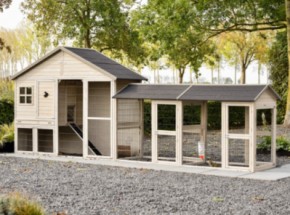 Konijnenhok Holiday Large met dubbele ren 489x100x195cm