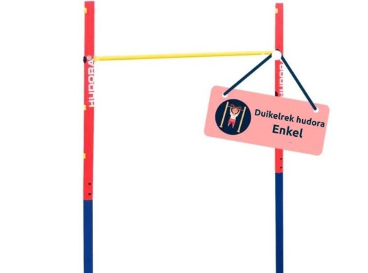 Duikelrek Hudora enkel, een metalen rekstok in frisse kleuren