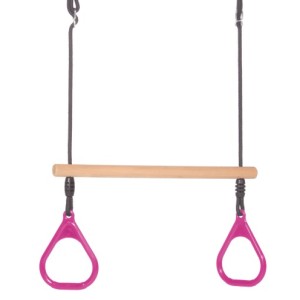 Houten ringtrapeze met kunststof ringen · Roze · BR-touw
