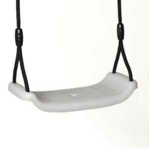 Schommelzitje met LED • witte schommel met zwart BR-touw