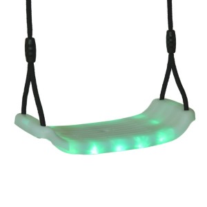 Schommelzitje met LED • witte schommel met zwart BR-touw