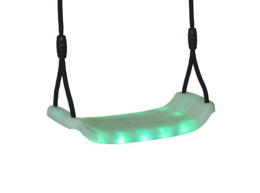 Schommelzitje met LED • witte schommel met zwart BR-touw