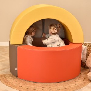 Speelkussen set rood, taupe en geel Ø80x25cm - 120x60x50x19cm