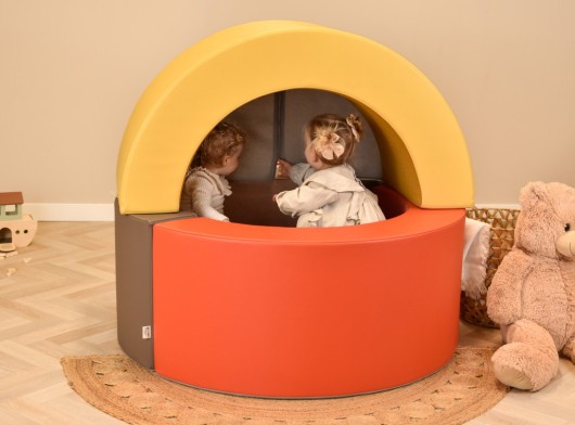 Speelkussen set rood, taupe en geel Ø80x25cm - 120x60x50x19cm