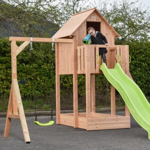 Speelhuis Dream 150 met glijbaan & schommel • Douglas • 391x460x316cm