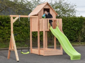 Speelhuis Dream 150 met glijbaan & schommel • Douglas • 391x460x316cm