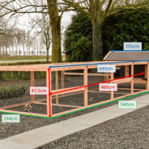 Verschillende afmetingen van konijnenhok Eggy met dubbele ren