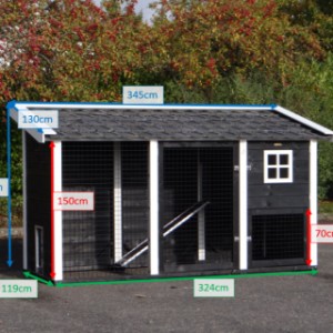 Verschillende afmetingen van konijnenhok Supreme+ Zwart/Wit