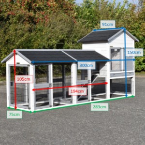 Verschillende afmetingen van konijnenhok Prestige Medium White met 2 rennen