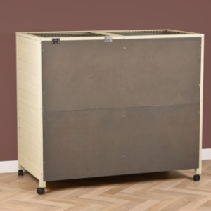 Konijnenkooi Bobby heeft een warm grijze achterwand