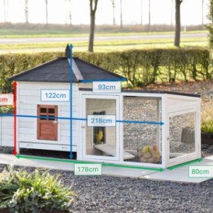 Dit zijn de afmetingen van Ambiance large met ren 218x93x122cm