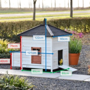 Dit zijn de afmetingen van kippenhok Ambiance Large