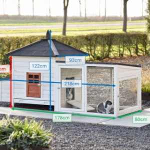 Dit zijn de afmetingen van Ambiance large met ren 218x93x122cm