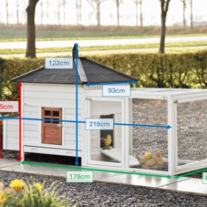 Dit zijn de afmetingen van Ambiance large met ren 218x93x122cm