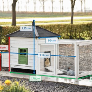 Dit zijn de afmetingen van Ambiance large met ren 218x93x122cm