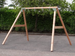 Schommel Subliem Hoog Dubbel Douglashout · pastelgroen 360x270x243cm