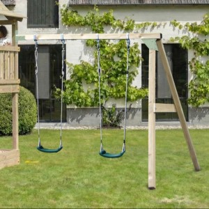 Aanbouw schommel Subliem Hoog Dubbel muurschommel · geïmpregneerd vurenhout · pastelgroen 270x270x247cm