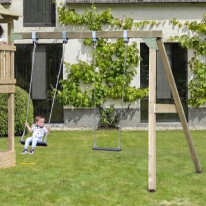 Aanbouw schommel Subliem XL Hoog Dubbel muurschommel · geïmpregneerd vurenhout · pastelgroen 270x300x247cm