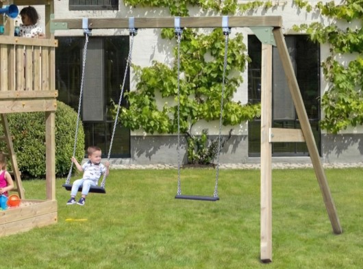 Aanbouw schommel Subliem XL Hoog Dubbel muurschommel · geïmpregneerd vurenhout · pastelgroen 270x300x247cm