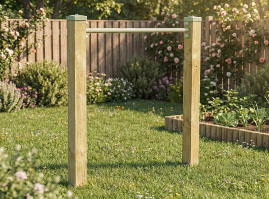 Duikelrek Enkel Pastelgroen duikelstang 90cm 2 geïmpregneerd houten palen 200cm + kapjes