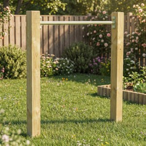 Duikelrek Enkel pastelgroen duikelstang 90cm 2 geïmpregneerd houten palen 200cm