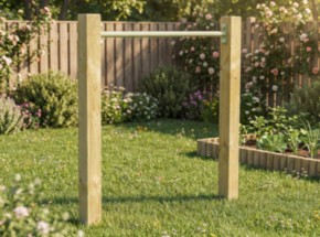 Duikelrek Enkel pastelgroen duikelstang 90cm 2 geïmpregneerd houten palen 200cm